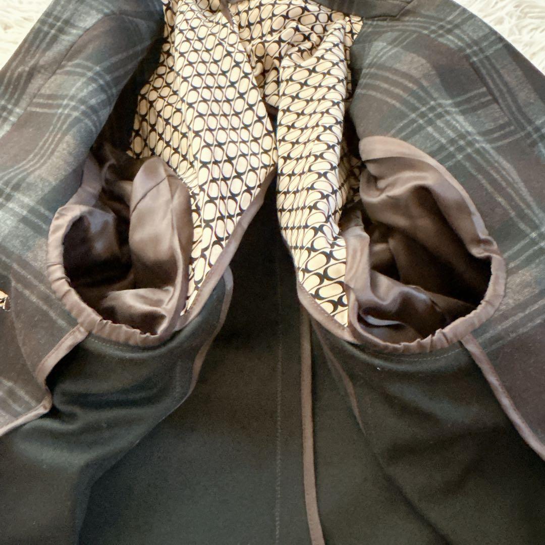 美品　ミツミネ　テーラードジャケット　チェック　切替　2B シングル