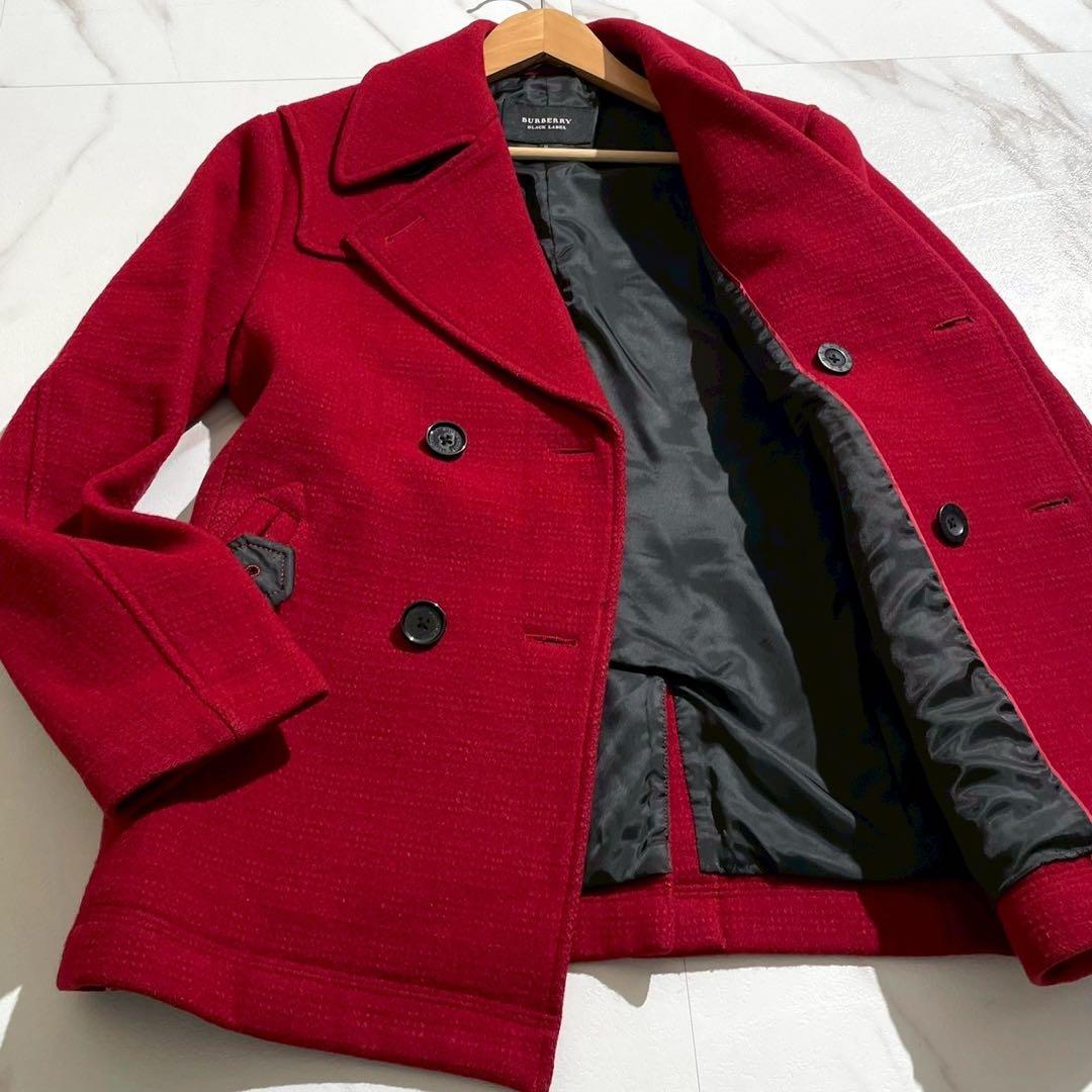 【極美品✨】バーバリーブラックレーベル ピーコート ダブル 希少 赤 M