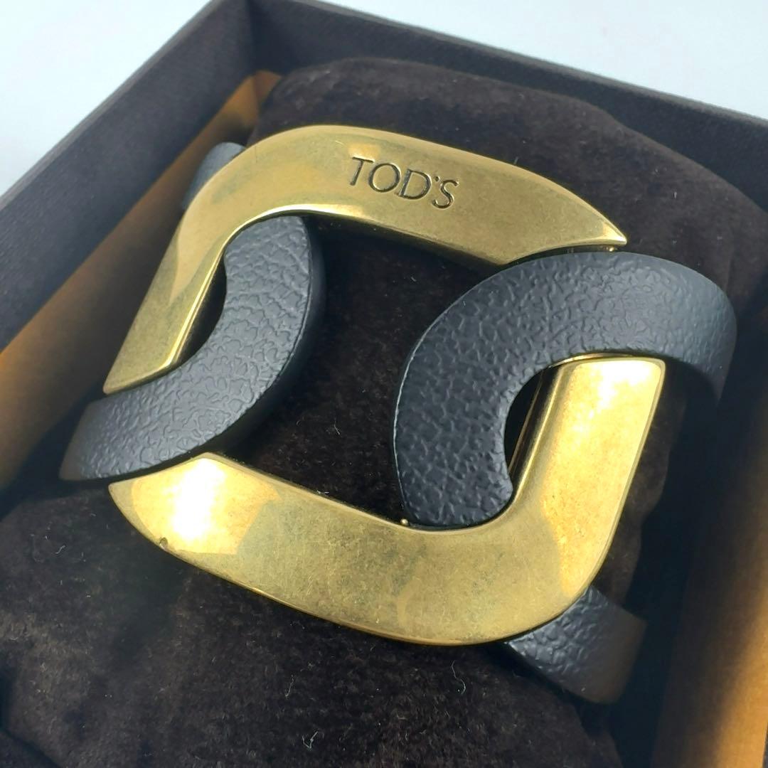 【美品】TOD'S ケイト ブラック ゴールド バングル レディース