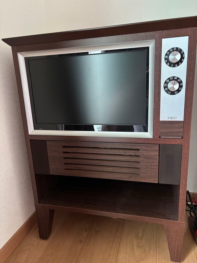 岐阜県飛騨家具　昭和レトロ風　液晶テレビ　EREO19インチ