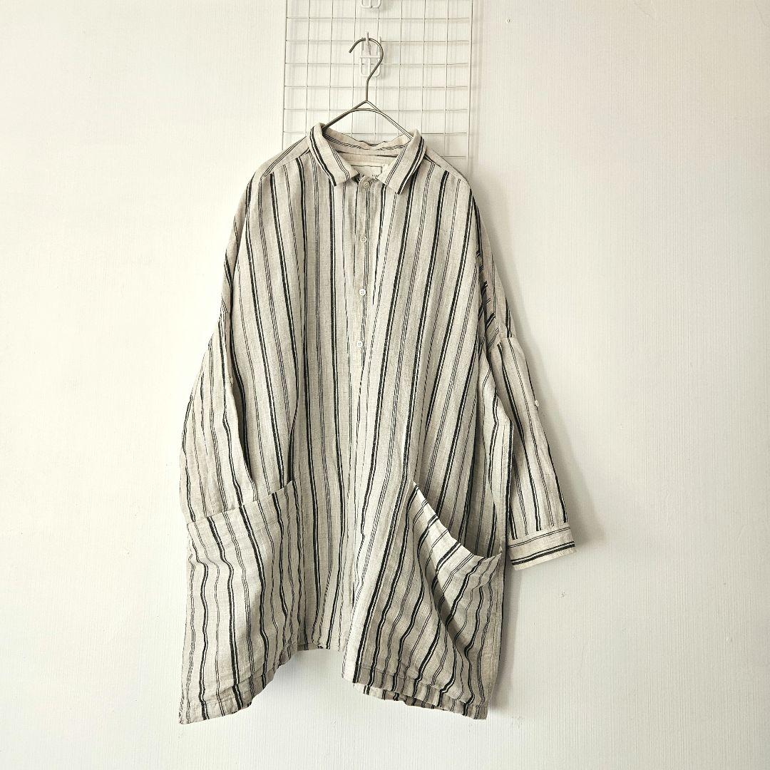 ICHI Antiquitès コットンリネン ワイドシャツチュニック