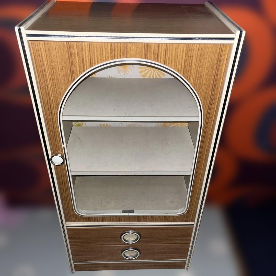 昭和レトロ 収納棚 食器棚 飾り棚 キャビネット ガラス戸 レトロポップ 当時物