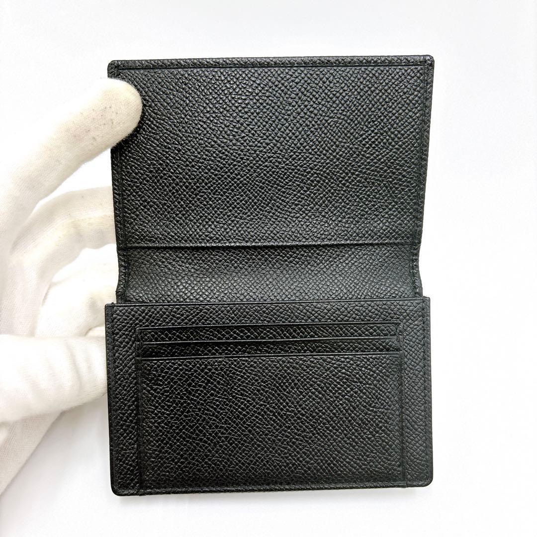 極美品 ＊ BVLGARI ブルガリ 型押しロゴ レザー 名刺入れ ブラック