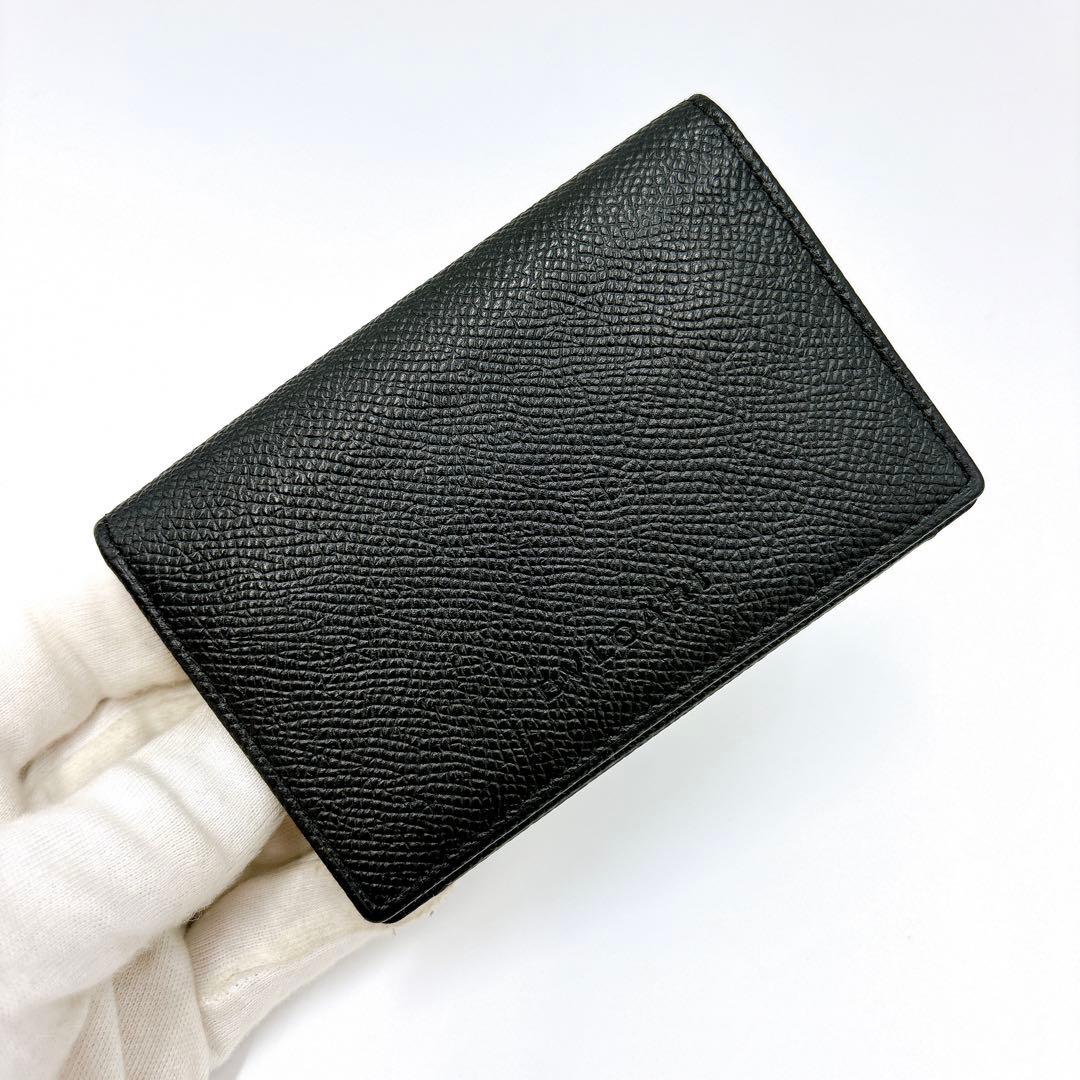 極美品 ＊ BVLGARI ブルガリ 型押しロゴ レザー 名刺入れ ブラック