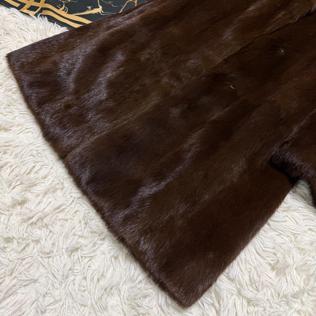 総丈90 EMBA ロングコート ブラウン ミンク セミロング