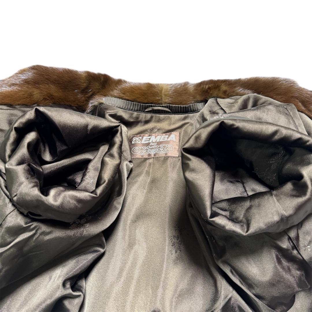 総丈90 EMBA ロングコート ブラウン ミンク セミロング