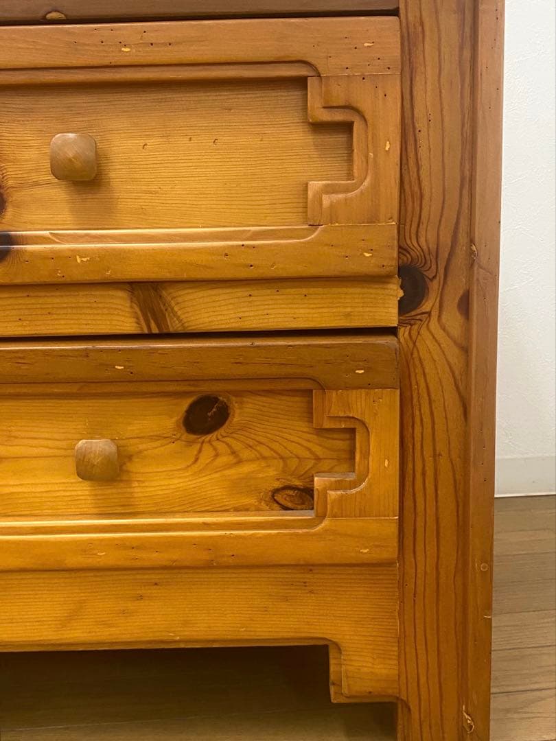 アンティーク カントリー パイン無垢材 チェスト サイドテーブル コンソール