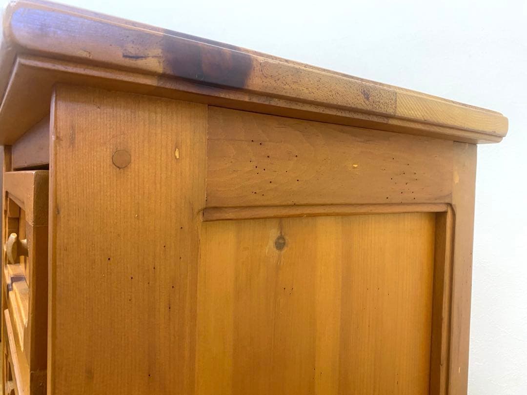 アンティーク カントリー パイン無垢材 チェスト サイドテーブル コンソール