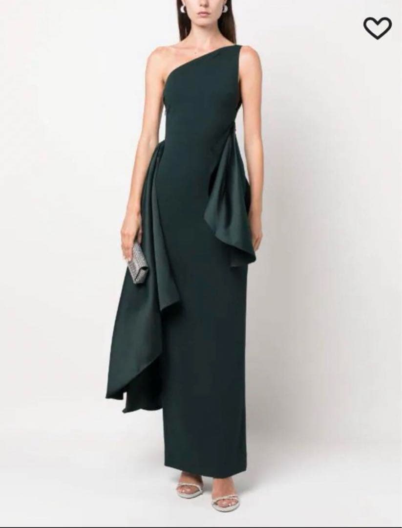 Solace London グリーン ワンショルダードレス