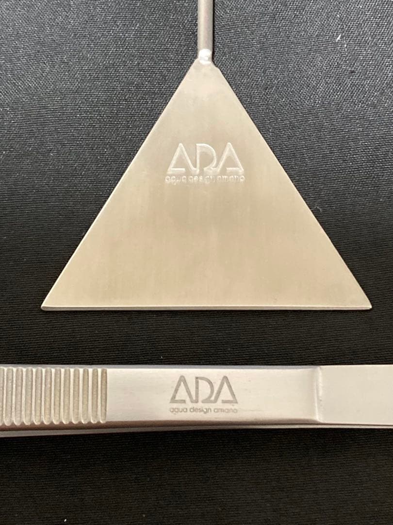 旧ロゴ ADA社製水槽用品2点セット（ピンセット、サンドフラッター)