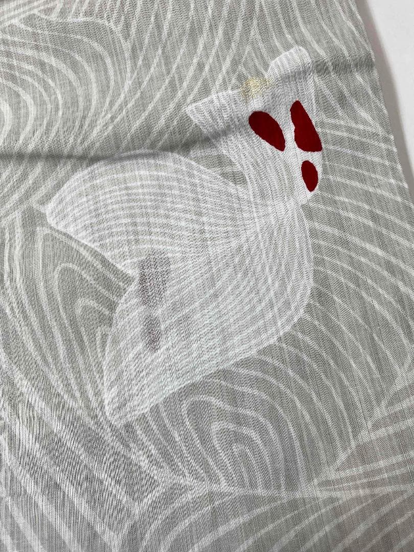 美術サロン高級浴衣 金魚柄 金箔 知多木綿 麻混　ベージュ系大人の浴衣