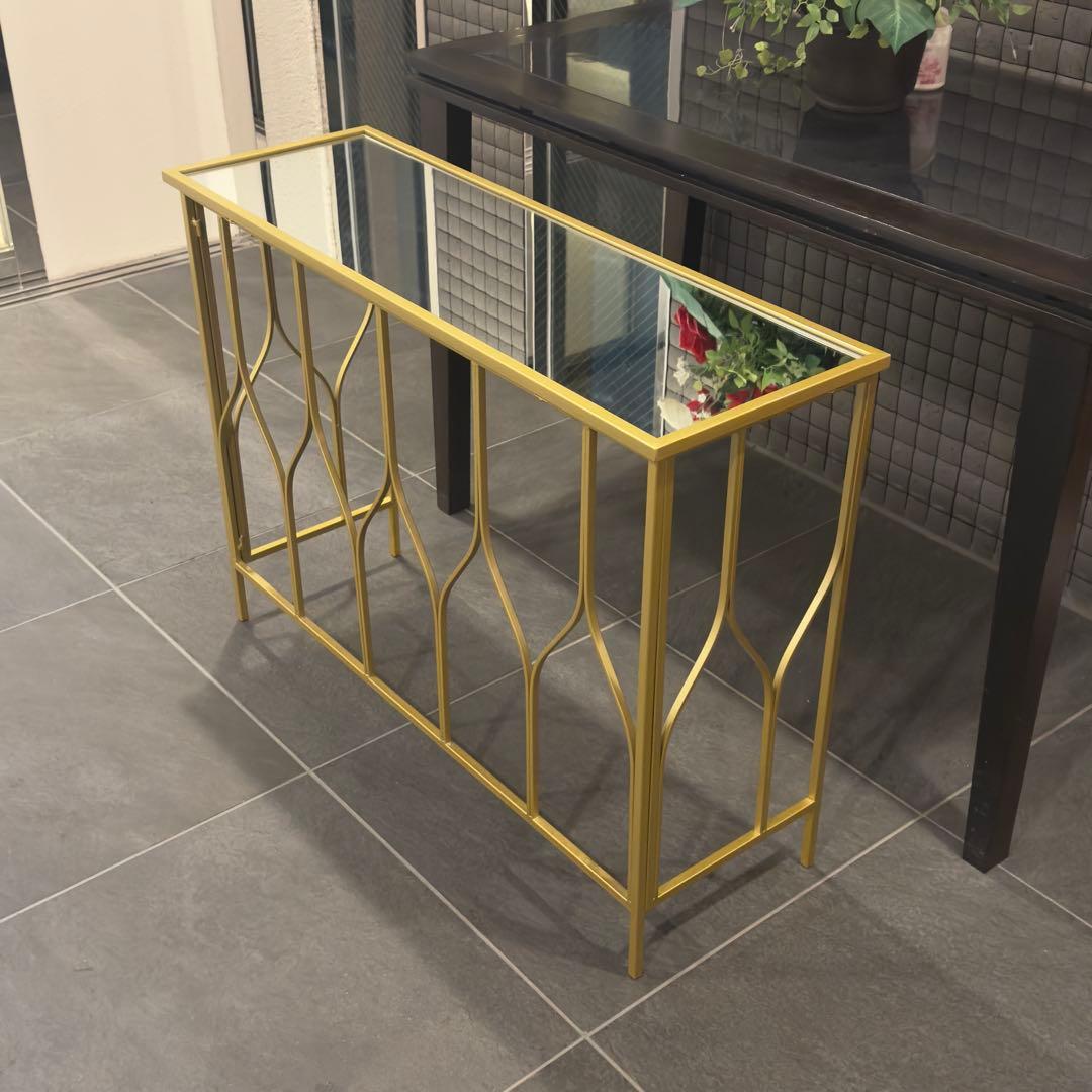 メ*リ様 コンソールテーブル　ゴールド　金　& ミラー作業台