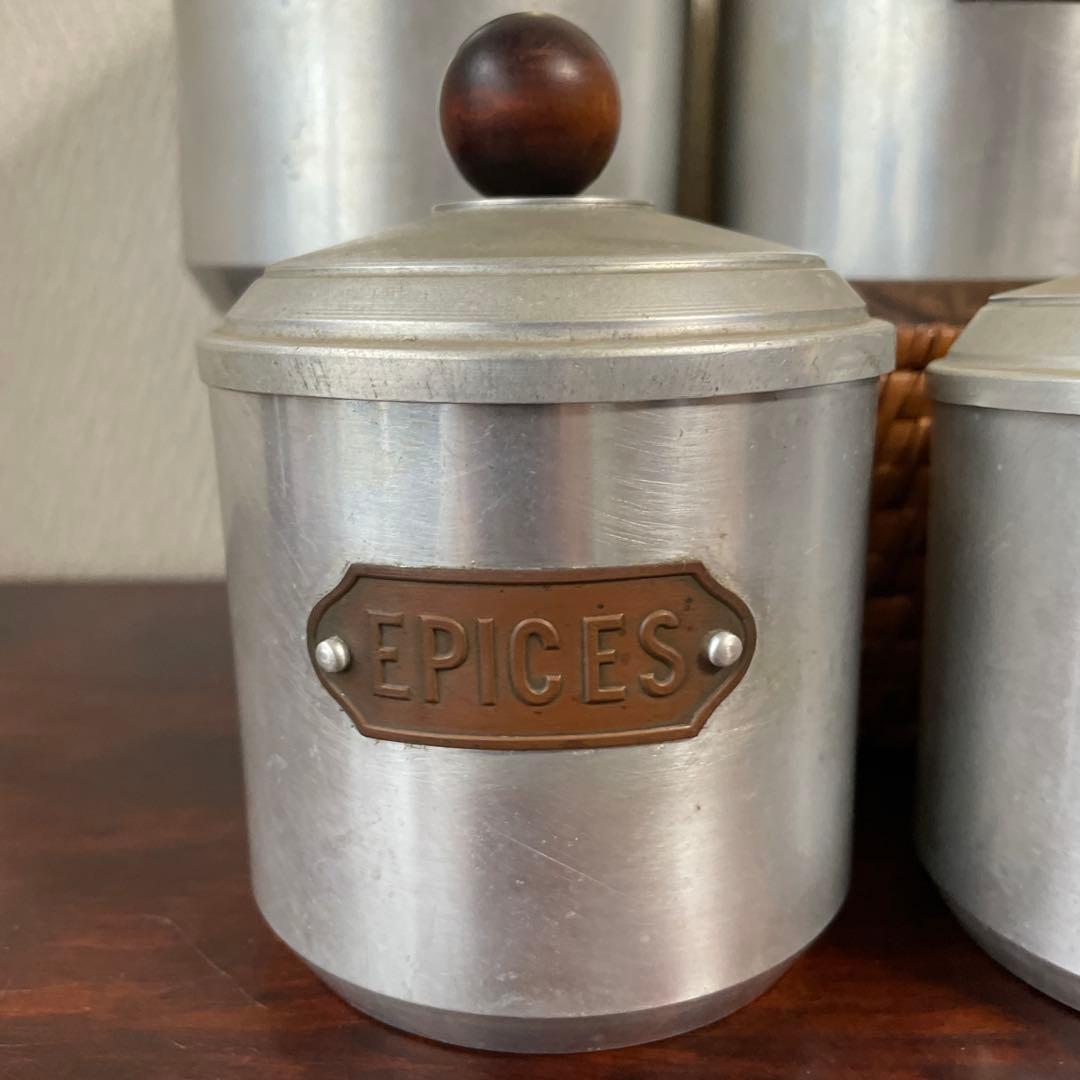 アンティーク　アルミキャニスター　６個セット