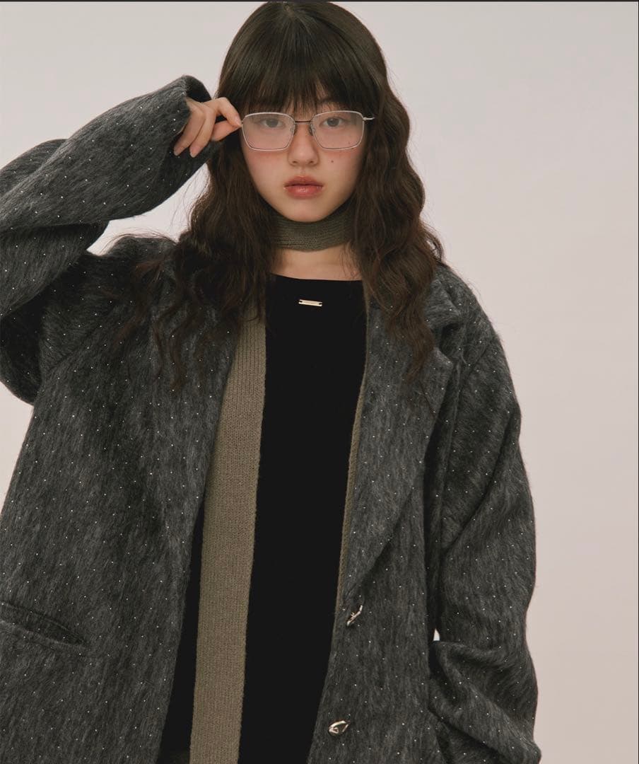 loin nuit ロワンニュイ シャギーコート ダークグレー