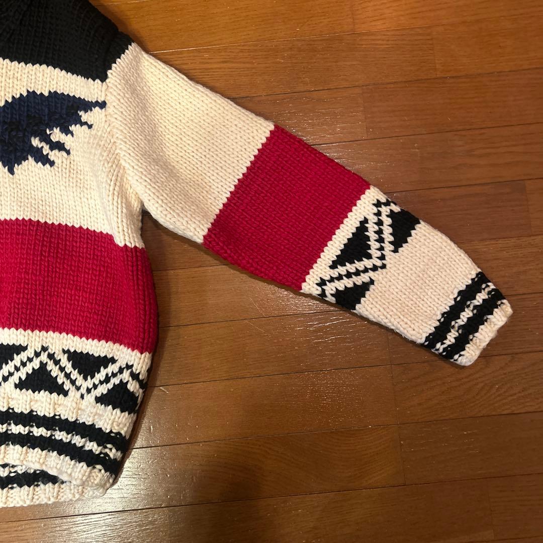 90s ラルフローレンサンダーバード柄ショールカラーニットカウチンニットセーター