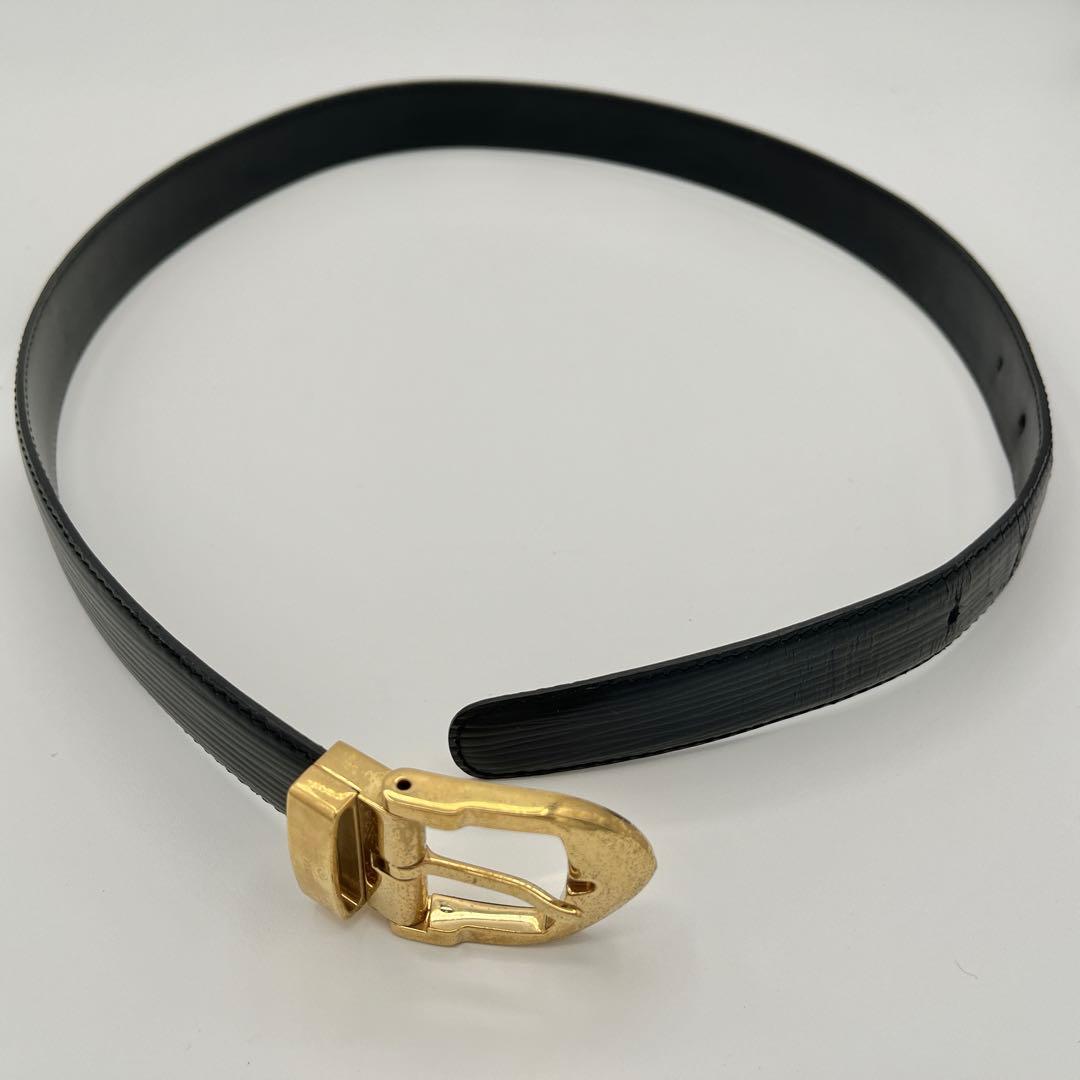 ルイヴィトン サンチュール レザーべルト ゴールドバックル　ブラック　110