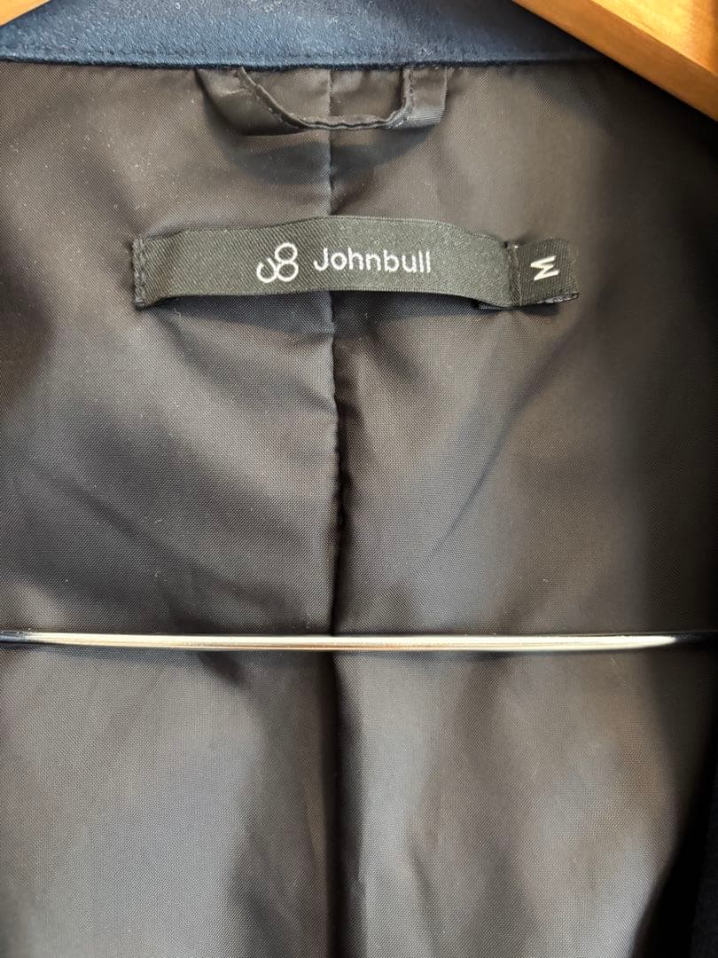Johnbullネイビー ノーカラージャケット スエード風