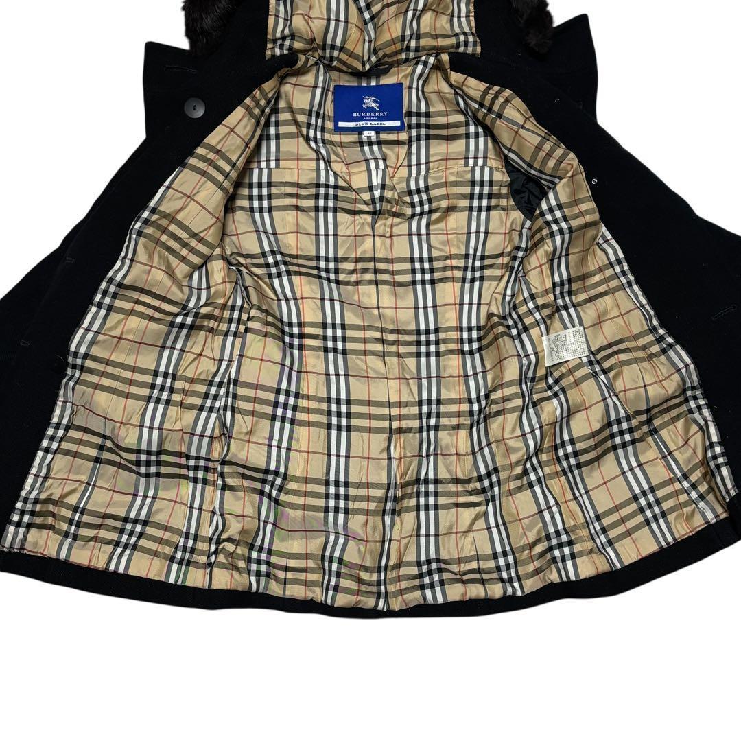 BURBERRY BLUE LABEL　ラビットファー ウールコート フード