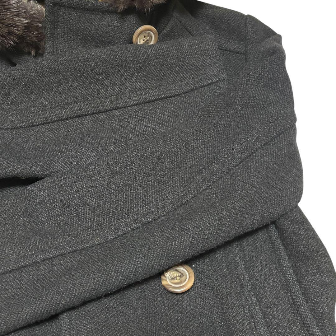 BURBERRY BLUE LABEL　ラビットファー ウールコート フード