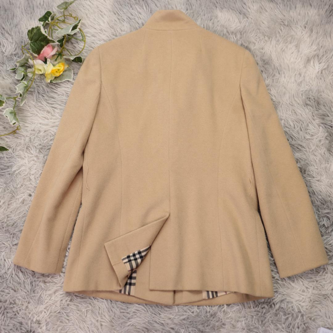 アンゴラ混バーバリー✨ジャケット　ショートコート　ノバチェック ホースロゴ　比翼