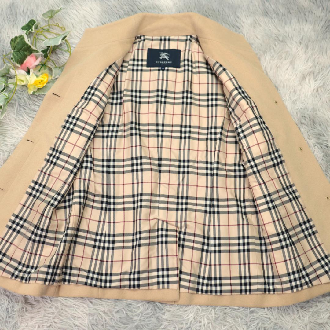 アンゴラ混バーバリー✨ジャケット　ショートコート　ノバチェック ホースロゴ　比翼