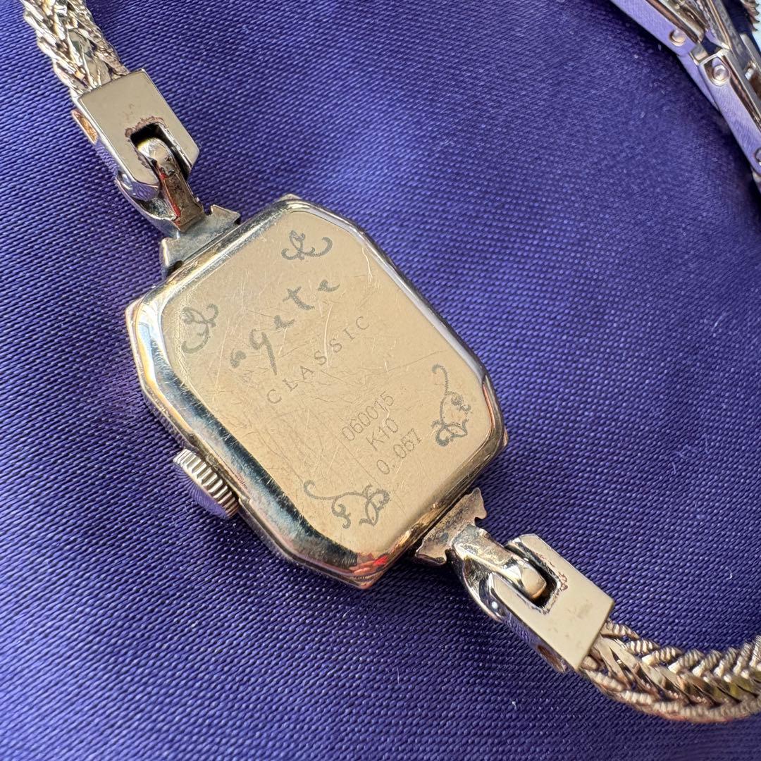 【希少】agete スクエア型 ゴールド ダイヤ スクエア時計