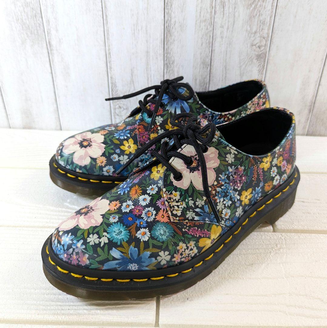 【美品】ドクターマーチン 花柄 レザー 3ホールシューズ レア 24cm