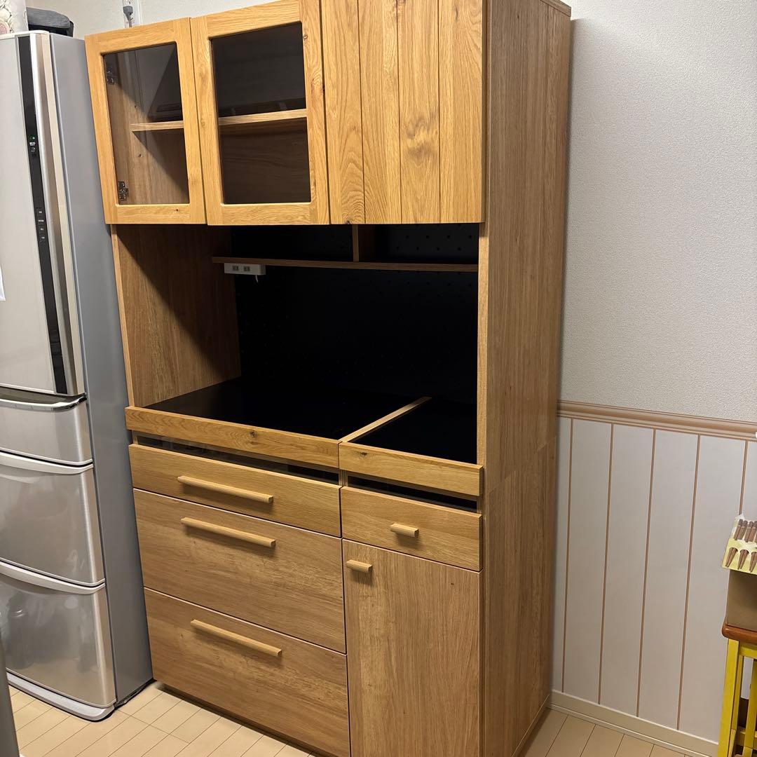 オーク材 ウレタン塗装 キッチンボード キッチン収納 食器棚