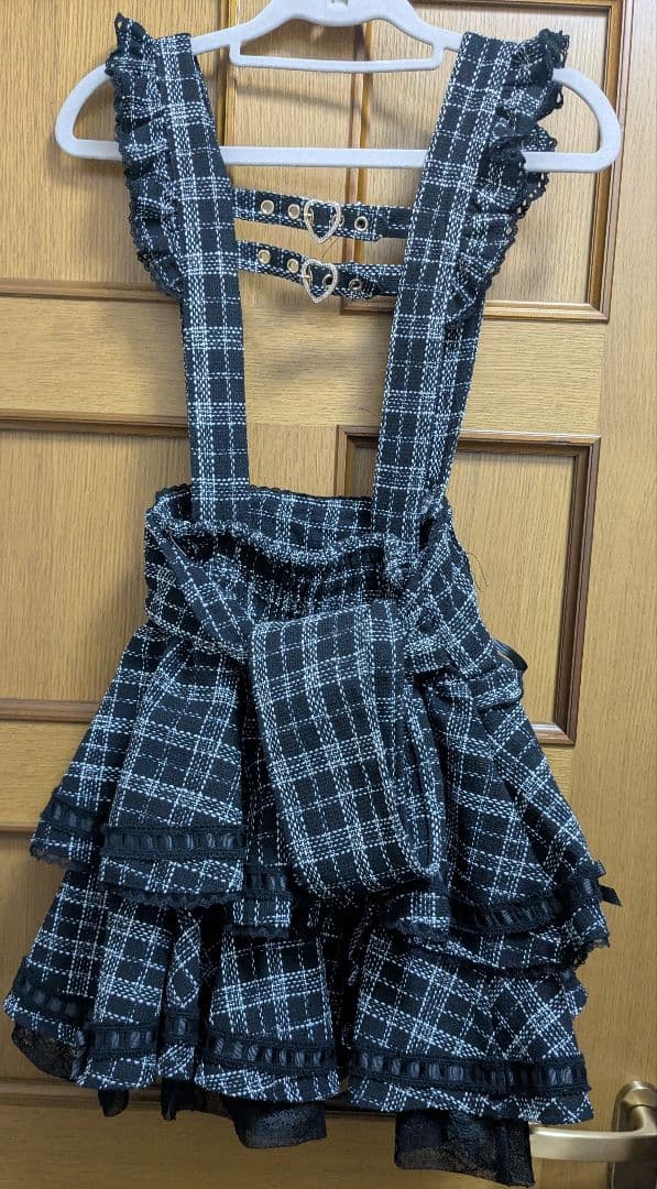 リズリサ　はしごリボンツイードティアードスカパン　ブラック