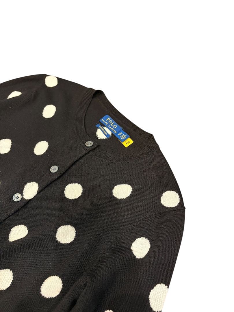 【未使用】ポロラルフローレン雑誌掲載ウール100%ドット柄ショートカーディガン