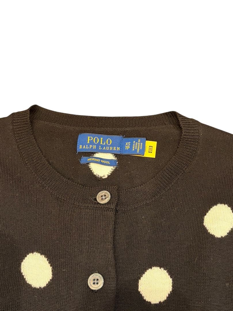 【未使用】ポロラルフローレン雑誌掲載ウール100%ドット柄ショートカーディガン