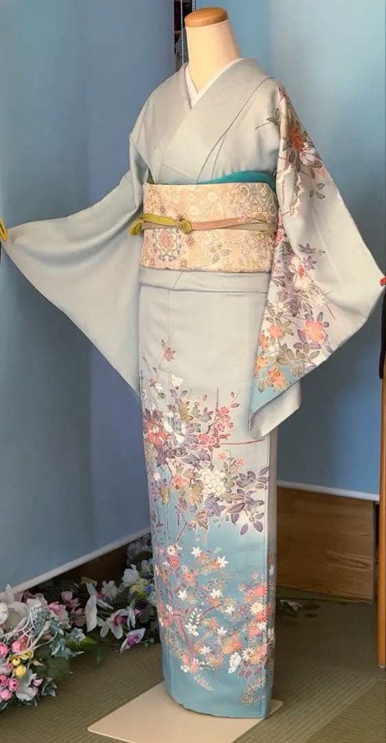 訪問着フルセット、四季の花、グラデーション