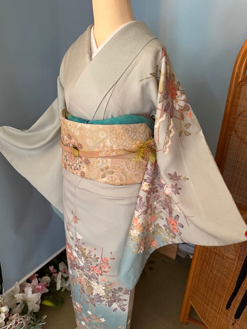 訪問着フルセット、四季の花、グラデーション