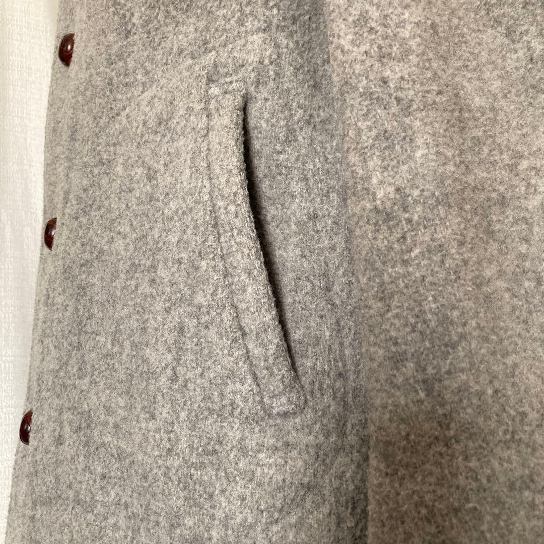 極美品　DANTON ウールモッサ・フーデイロングコート　グレー系　メンズ38