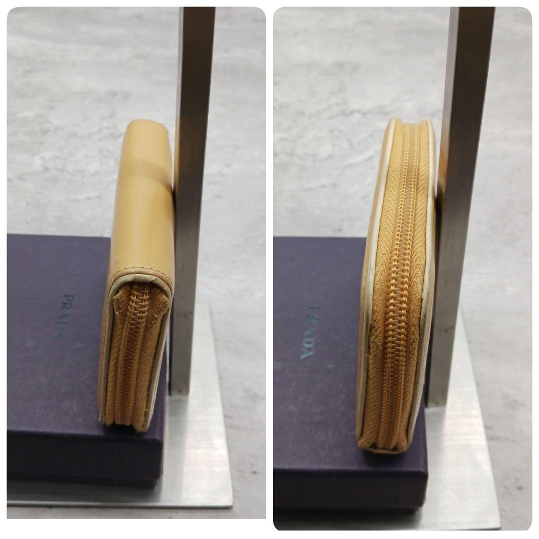 ✨美品✨ プラダ ラウンドファスナー レザー ケース マスタード