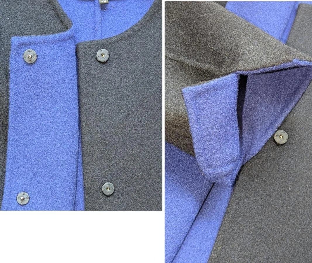 INDIVI　ウール混リバーショートコート　ネイビー×ブルー　36