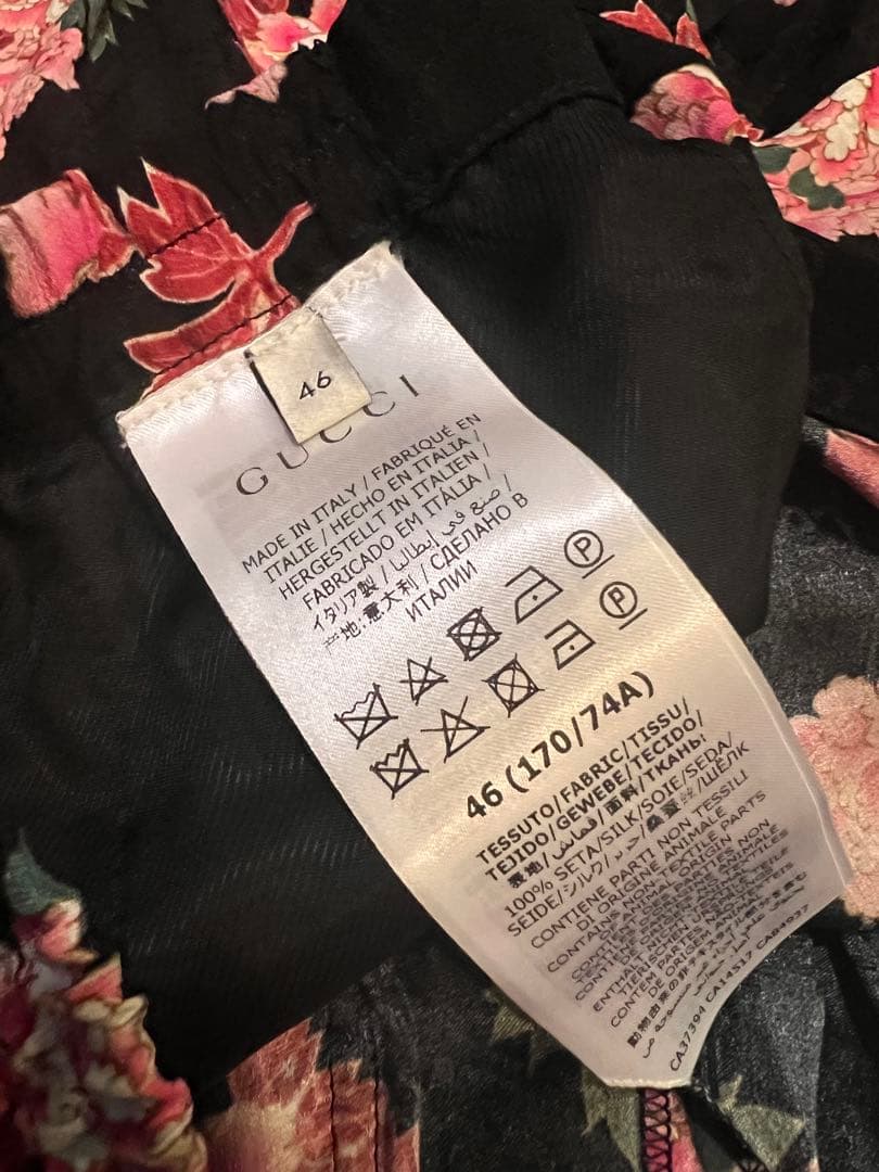 グッチ パンツ 花柄 GG シルク100% 総柄 イタリア製　46サイズ　新品