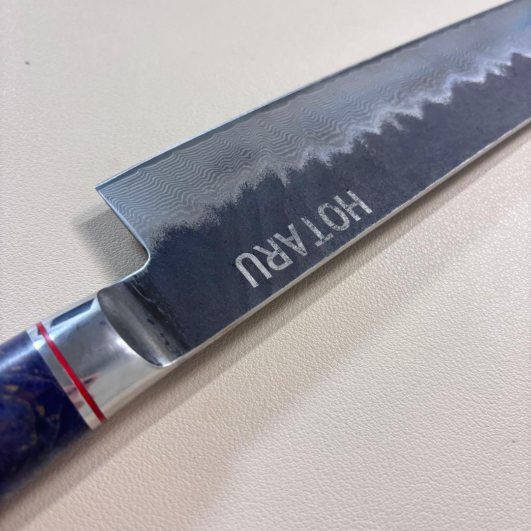 240mm黒打ちダマスカス　(切付型)牛刀シェフナイフ 牛刀【新品】。