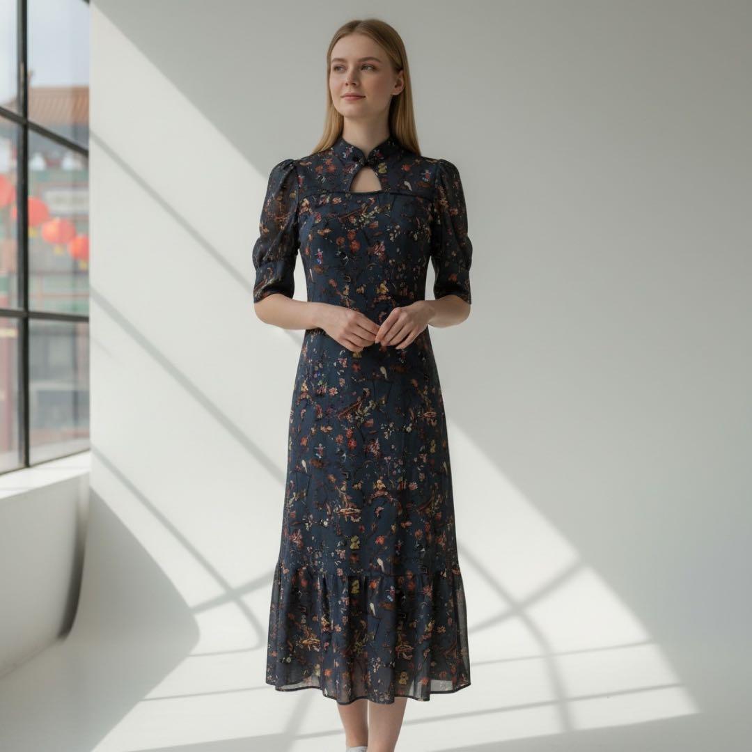 希少/ヴィヴィアンタム/ワンピース/マオカラー/パワーネット/パンダ/シノワズリ