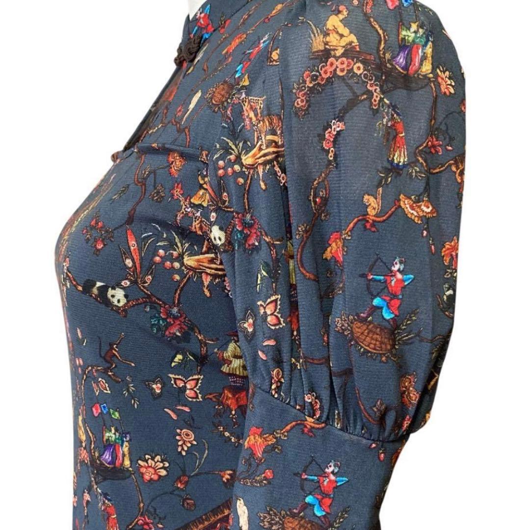 希少/ヴィヴィアンタム/ワンピース/マオカラー/パワーネット/パンダ/シノワズリ