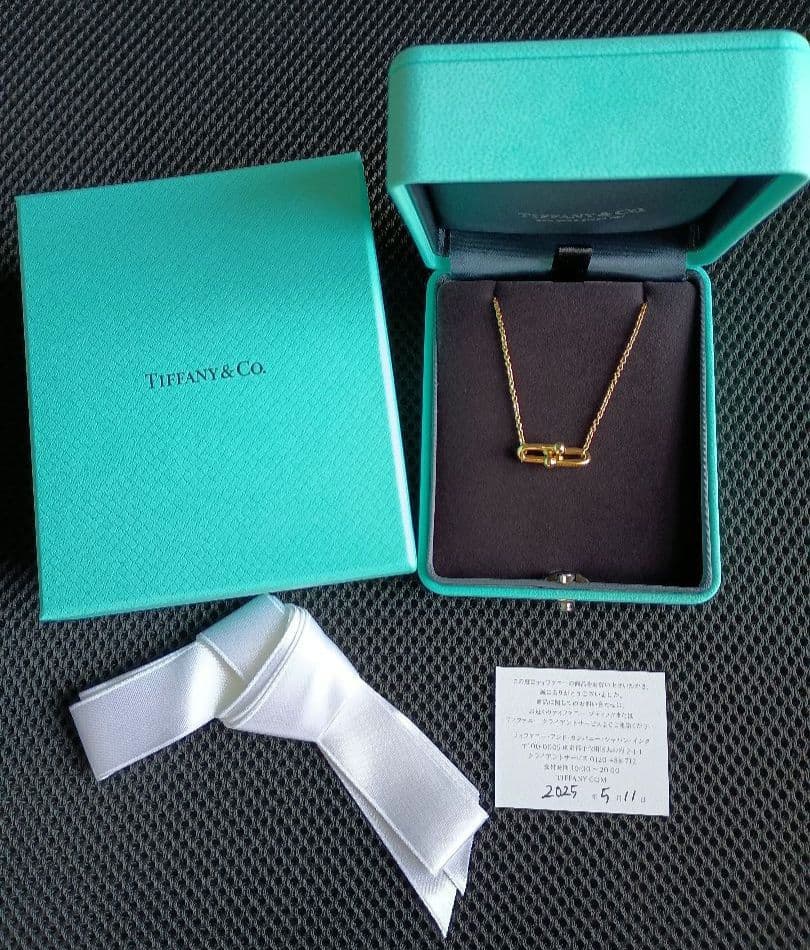 ティファニー K18 YG ハードウェアスモールダブルリンクペンダント