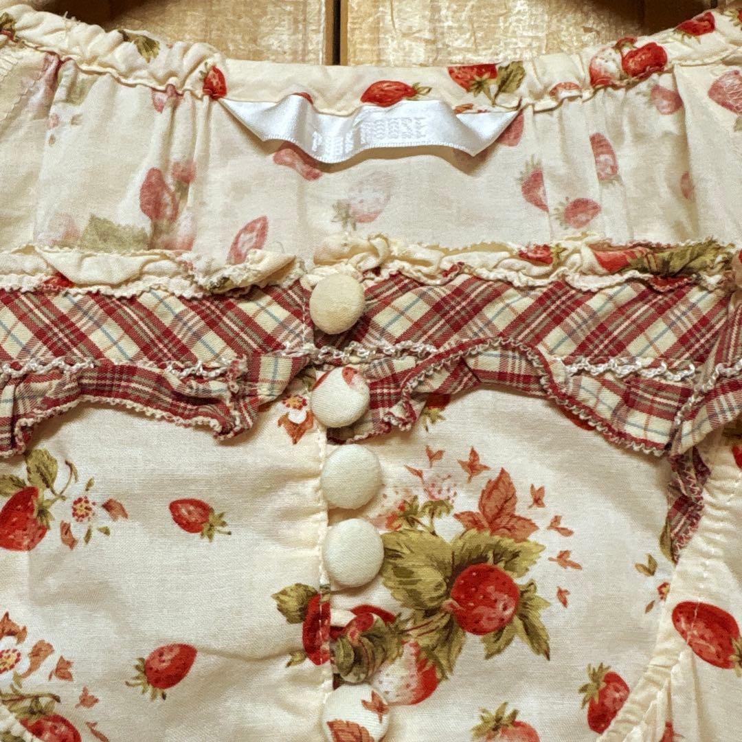 PINKHOUSE ピンクハウス　長袖ローンチュニック　フード付き　いちご柄