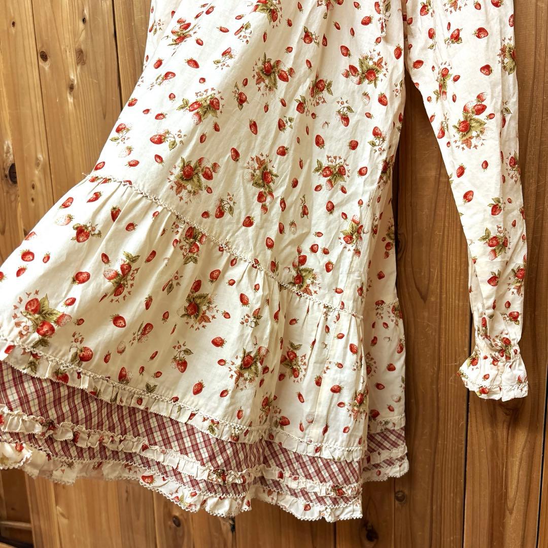 PINKHOUSE ピンクハウス　長袖ローンチュニック　フード付き　いちご柄