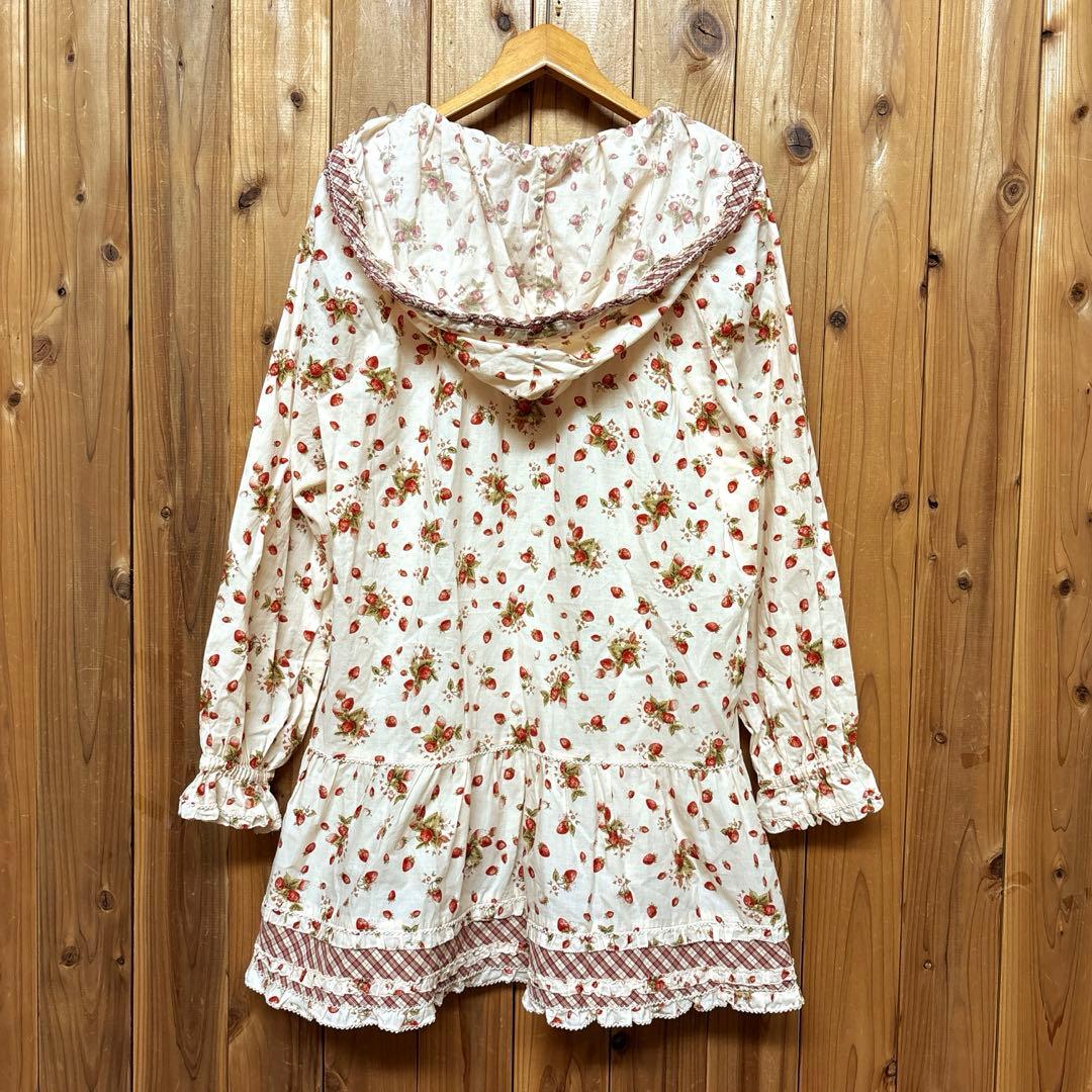 PINKHOUSE ピンクハウス　長袖ローンチュニック　フード付き　いちご柄