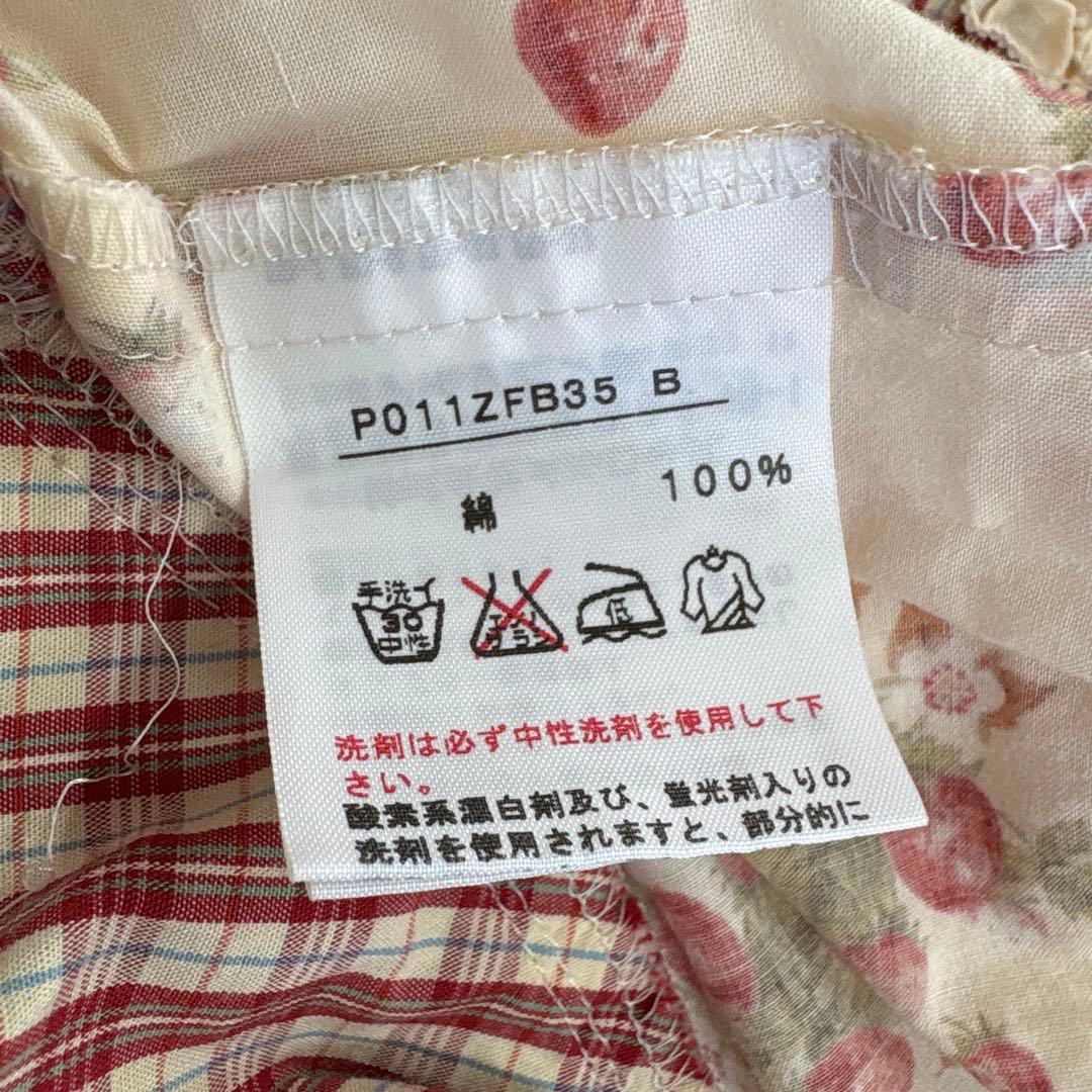 PINKHOUSE ピンクハウス　長袖ローンチュニック　フード付き　いちご柄