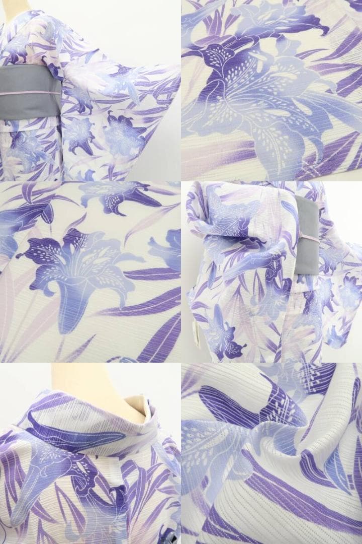 新品 綿絽 撫松庵 百合ぼかし 洗える夏着物”百合の花景色”小紋 浴衣 6265