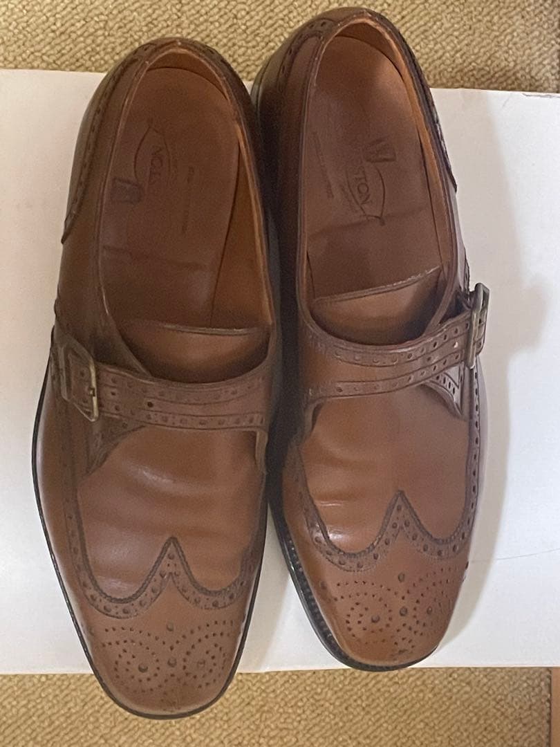 J.M.WESTON シングルモンク　ウィングチップシューズ　ブラウン