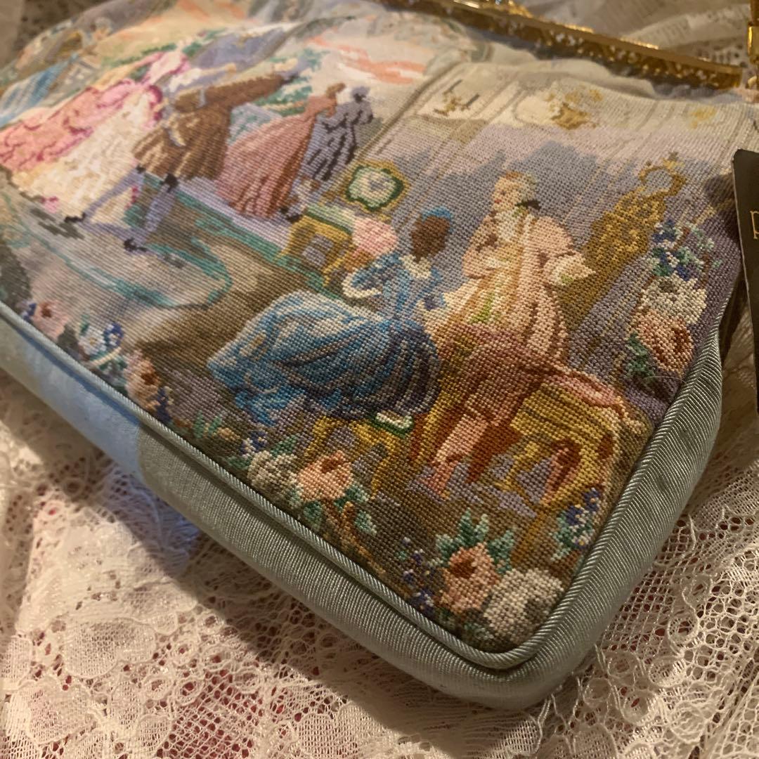 久家道子　プチポワン刺繍　おしゃれ　気品あるパーティーバッグ　新品