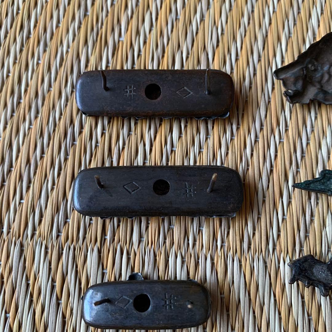 前金具 目貫 金工 人物 にわとり 9点