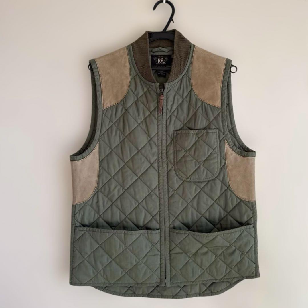 Double RL ダブルアールエル キルティングベスト　レザーパッチ
